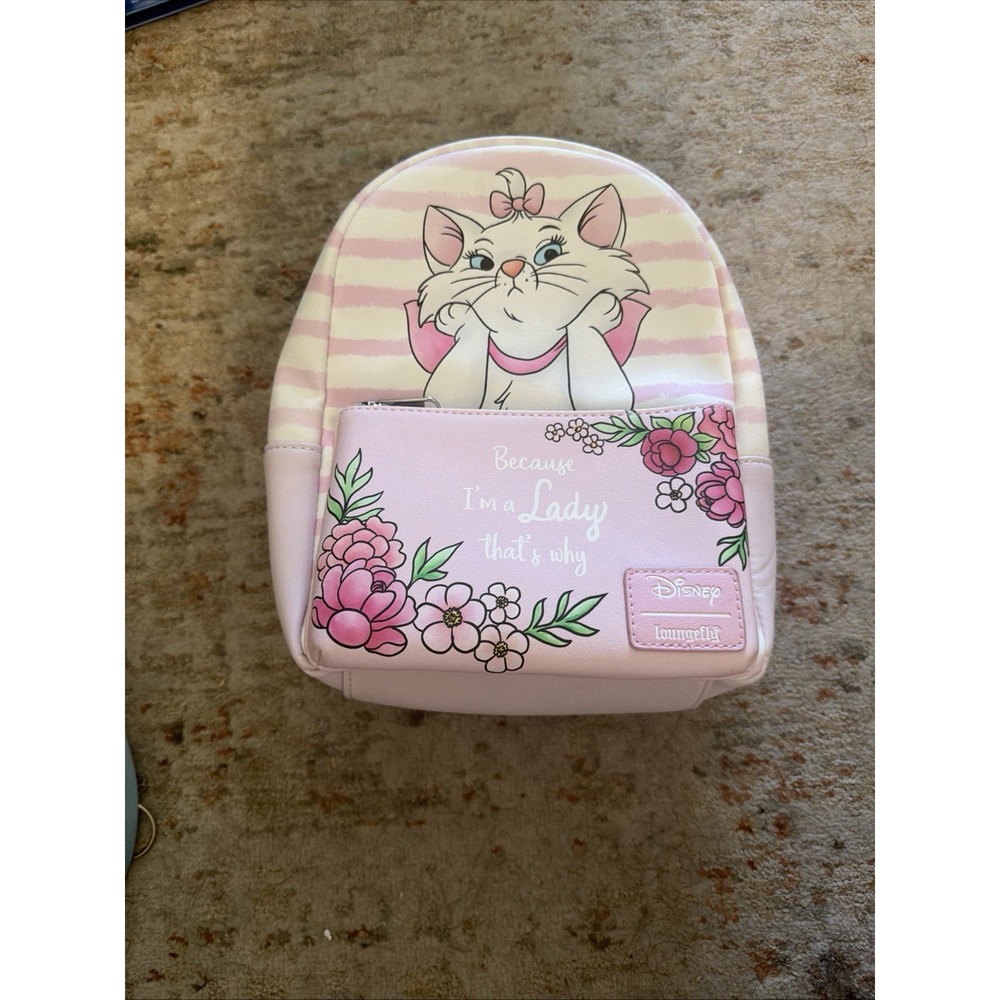 Loungefly Disney Marie Aristocats Mini Backpack Pink White NEW